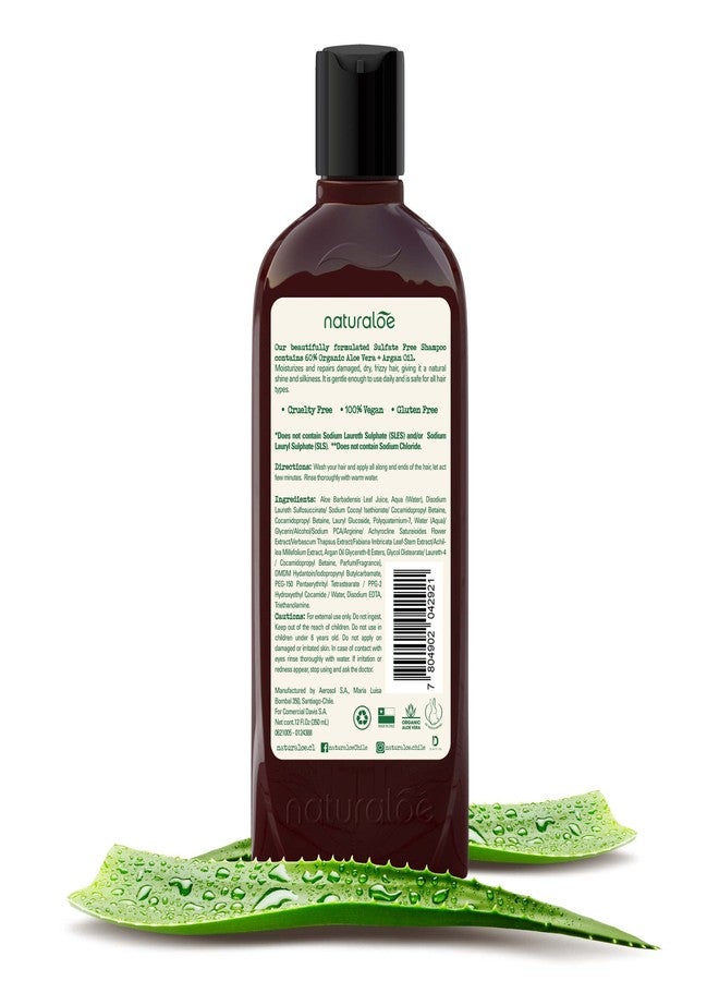 Naturaloe - Repairs & Moistures Shampoo - 100% Vegan Formula Infused with 60% Aloe Vera Gel + Argan Oil, EcoFriendly, Cruelty Free, No Parabens, No Silicones, No Sulfates - 12 fl oz - Image 2