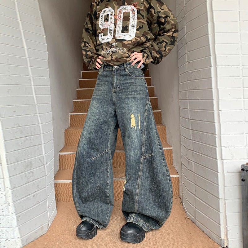 Unisex Classic Denim Jeans Loose Fit Daily Outdoor Wear - Image 2