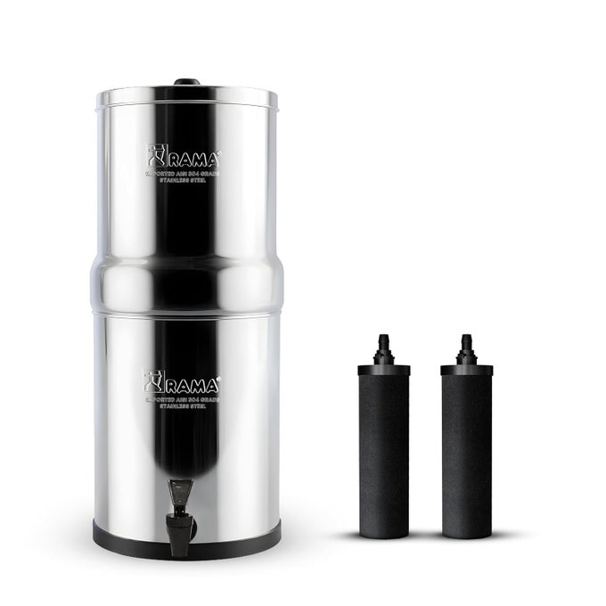 GRAVITY WATER FILTER | 17L TOTAL CAPACITY (8L STORAGE) | 304 GRADE STAINLESS STEEL PURIFIER FOR HOME | INCLUDES 2 CARBON CANDLES & 10-YEAR WARRANTY
