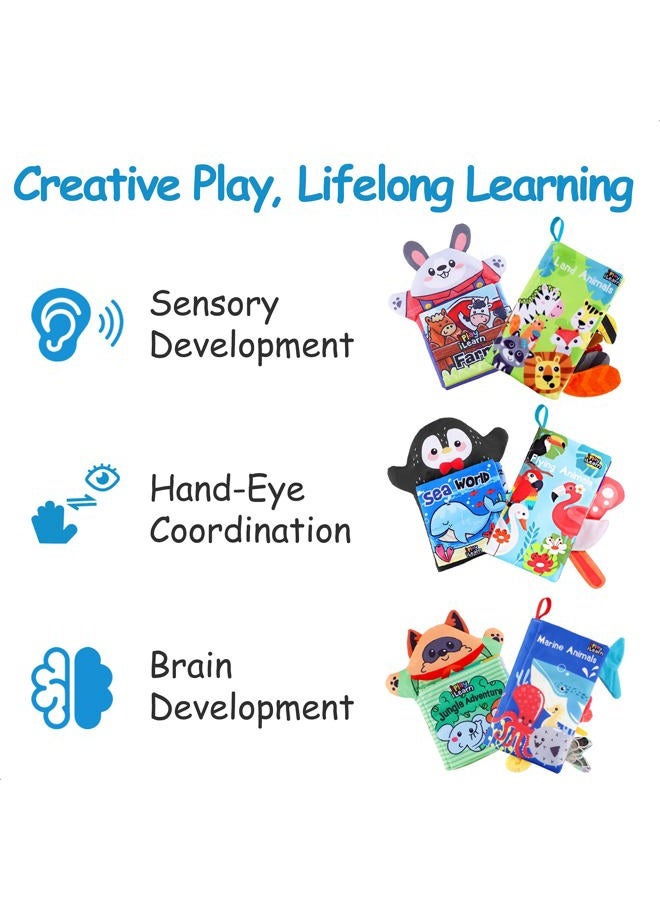 iPlay, iLearn Soft Baby Books, Infant Touch & Feel Cloth Book Set, Toddler Fabric Crinkle Sensory Toys, Newborn Babies Easter Basket Stuffers Birthday Gifts for 6 9 12 18 Month 1 2 3 Year Old Boy Girl - Image 2