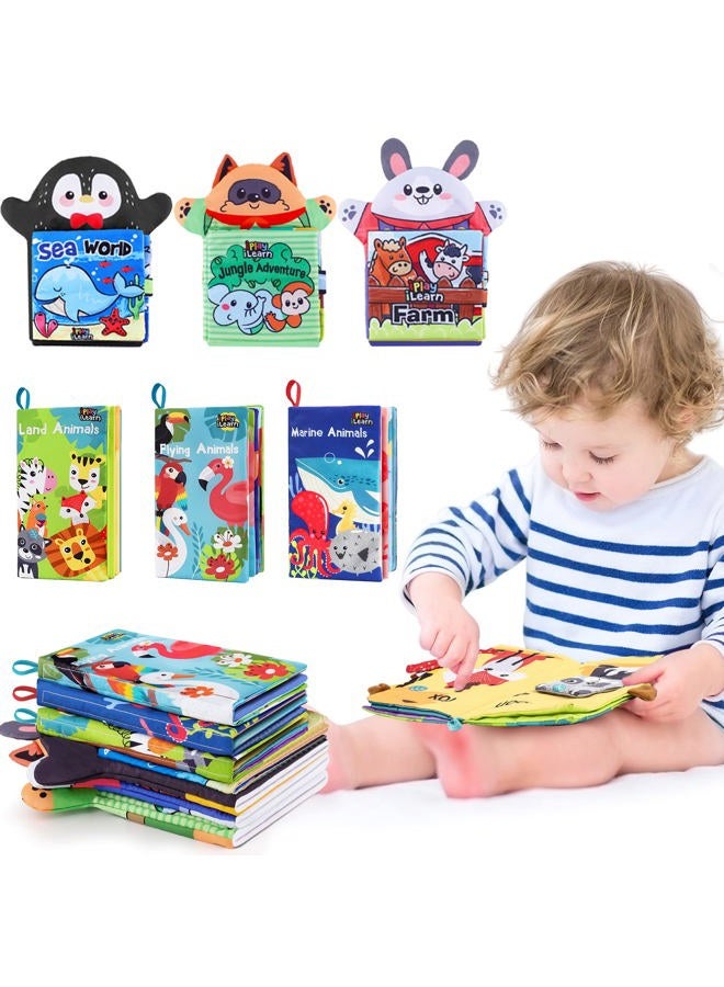 iPlay, iLearn Soft Baby Books, Infant Touch & Feel Cloth Book Set, Toddler Fabric Crinkle Sensory Toys, Newborn Babies Easter Basket Stuffers Birthday Gifts for 6 9 12 18 Month 1 2 3 Year Old Boy Girl - Image 1