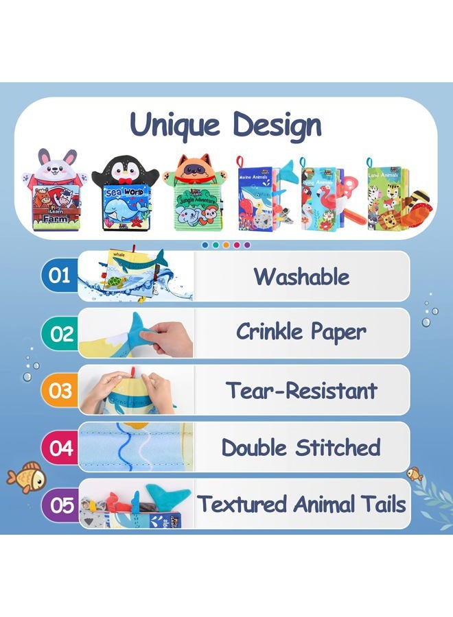 iPlay, iLearn Soft Baby Books, Infant Touch & Feel Cloth Book Set, Toddler Fabric Crinkle Sensory Toys, Newborn Babies Easter Basket Stuffers Birthday Gifts for 6 9 12 18 Month 1 2 3 Year Old Boy Girl - Image 5