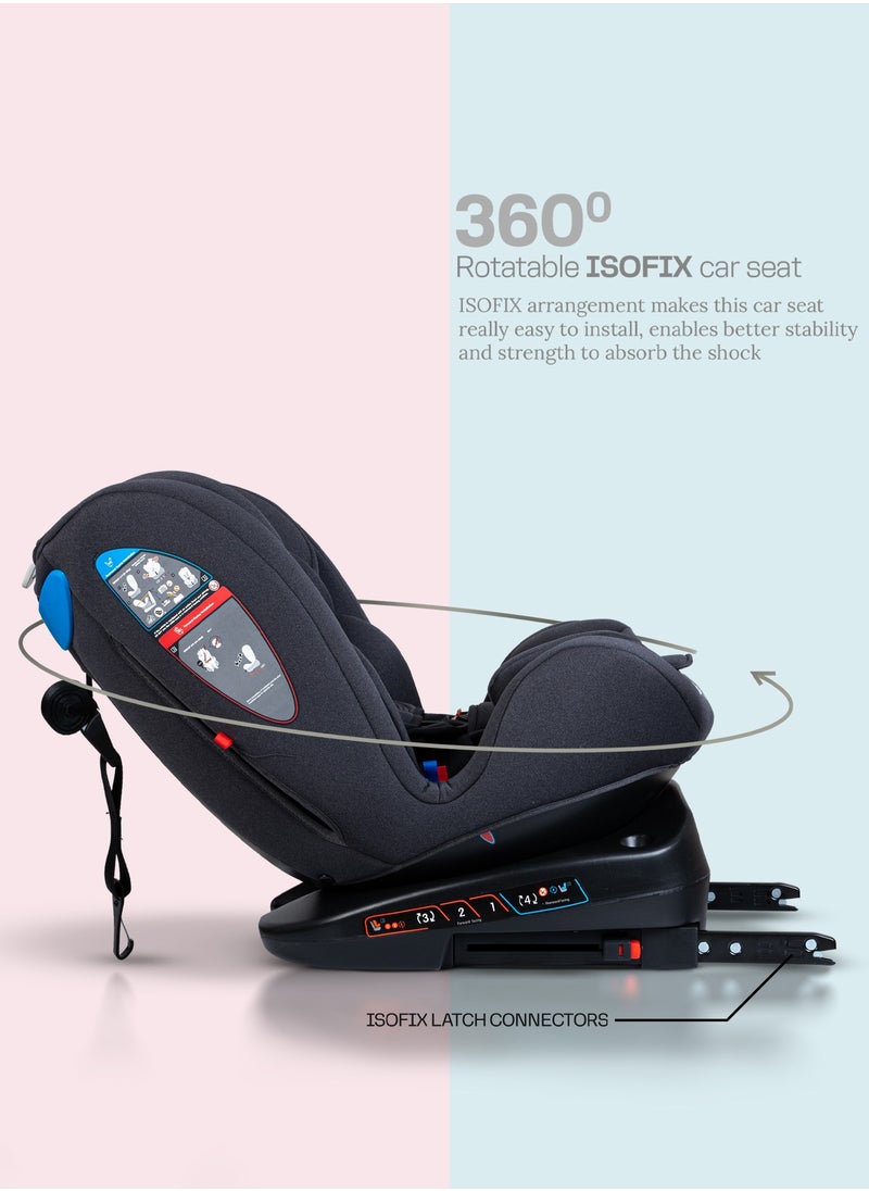 BAYBEE - Convertible Car Seat for Baby 0 to 12 Years with 360° Rotatable, ISOFIX, 3 Position Recline, Headrest Adjustable ECE R44/04 Safety Certified Baby Car Seat for Toddlers Kids Boys Girls Black - Image 1