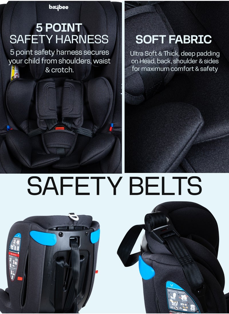 BAYBEE - Convertible Car Seat for Baby 0 to 12 Years with 360° Rotatable, ISOFIX, 3 Position Recline, Headrest Adjustable ECE R44/04 Safety Certified Baby Car Seat for Toddlers Kids Boys Girls Black - Image 1