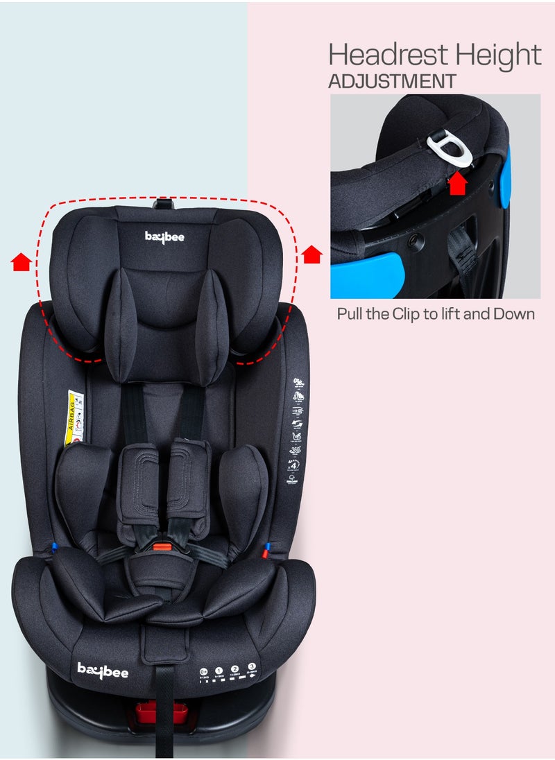 BAYBEE - Convertible Car Seat for Baby 0 to 12 Years with 360° Rotatable, ISOFIX, 3 Position Recline, Headrest Adjustable ECE R44/04 Safety Certified Baby Car Seat for Toddlers Kids Boys Girls Black - Image 1