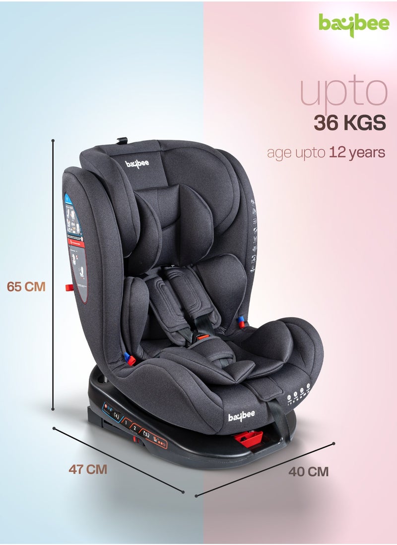 BAYBEE - Convertible Car Seat for Baby 0 to 12 Years with 360° Rotatable, ISOFIX, 3 Position Recline, Headrest Adjustable ECE R44/04 Safety Certified Baby Car Seat for Toddlers Kids Boys Girls Black - Image 1