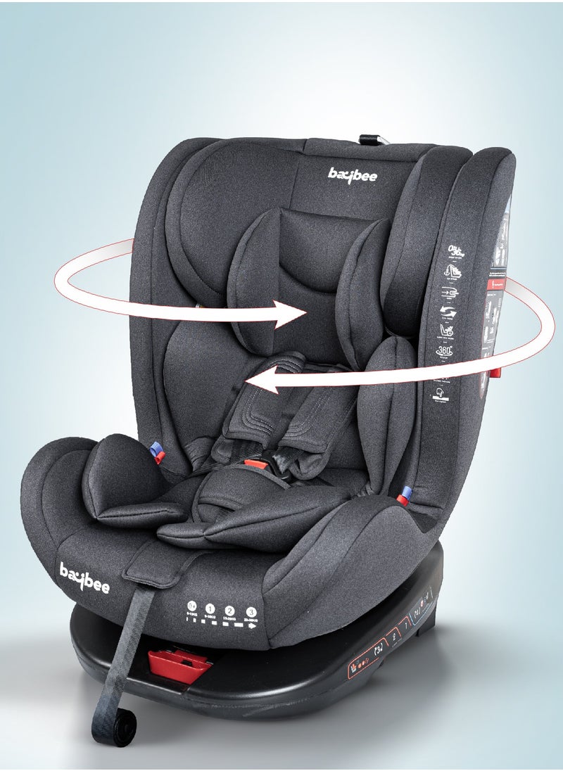 BAYBEE - Convertible Car Seat for Baby 0 to 12 Years with 360° Rotatable, ISOFIX, 3 Position Recline, Headrest Adjustable ECE R44/04 Safety Certified Baby Car Seat for Toddlers Kids Boys Girls Black - Image 1