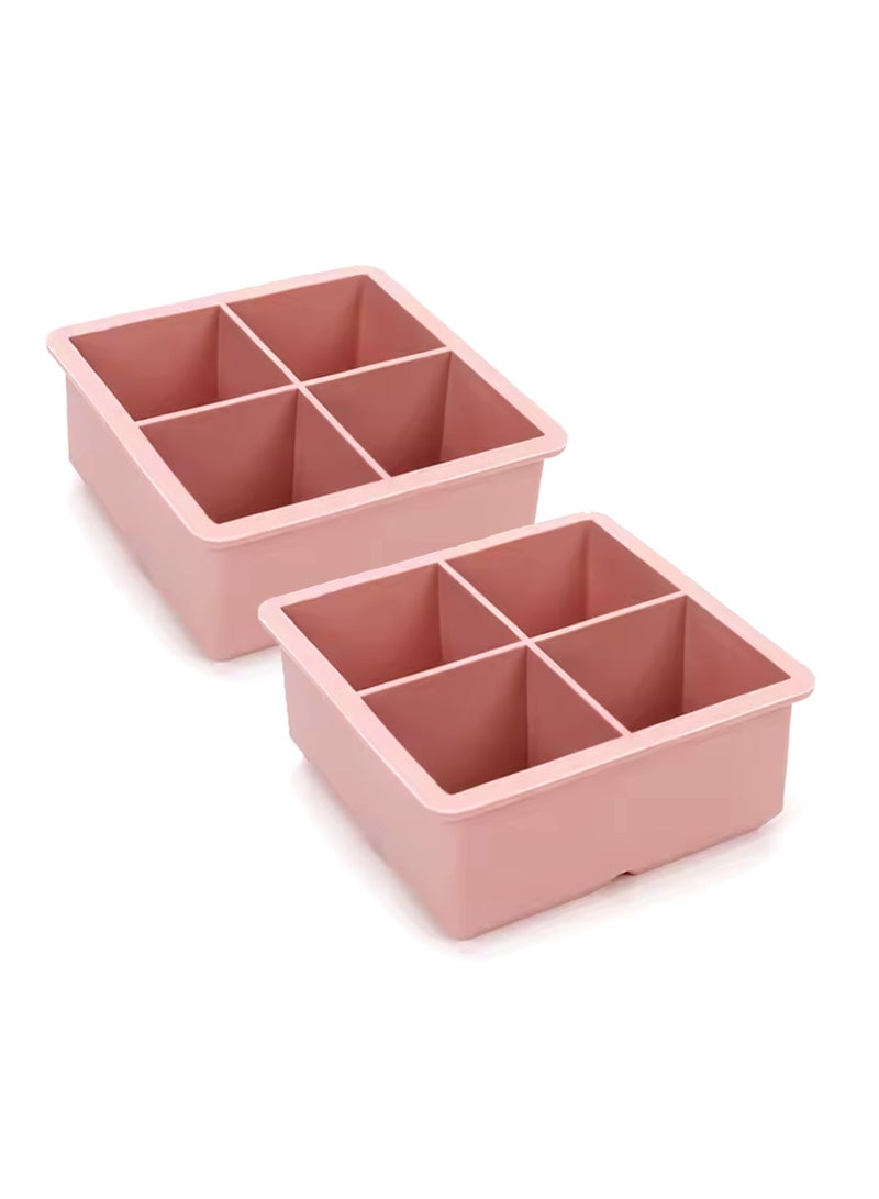 BLACKSTONE Silicone Ice Tray, 2 Piece Set, Ice Cube Mould Peach Color 4 Cubes  - Image 1