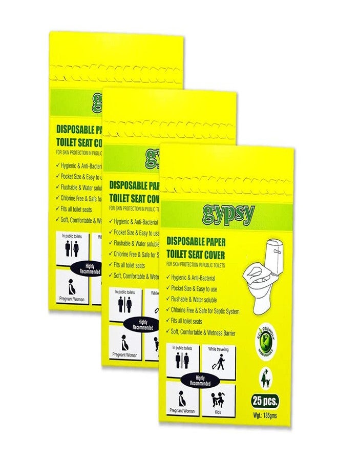 gypsy inc Gypsy Disposable Paper Toilet Seat Covers -75 Sheets (3 x 25) | Flushable & Nature Friendly | Travel Pack For Skin Protection In Unhygienic Public Toilets. - Image 1