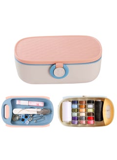 KASTWAVE Sewing Kit, Advanced Home Sewing Supplies Complete Kit, DIY Portable Multifunctional Double Layer Needle and Thread Storage Box Pink  - Image 1