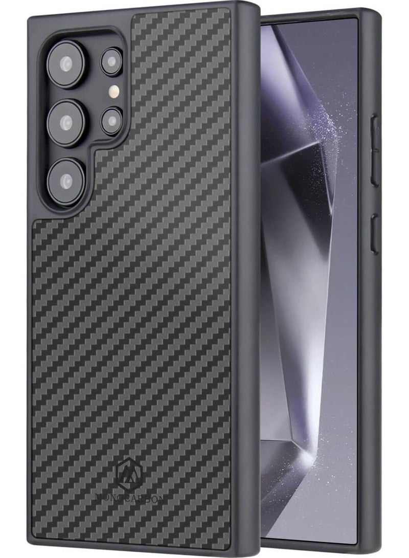 MONOCARBON Real Carbon Fiber Samsung Galaxy S24 Ultra Case Cover MagSafe Compatible Mil Grade Scratch Resistant - Matte Black - Image 1