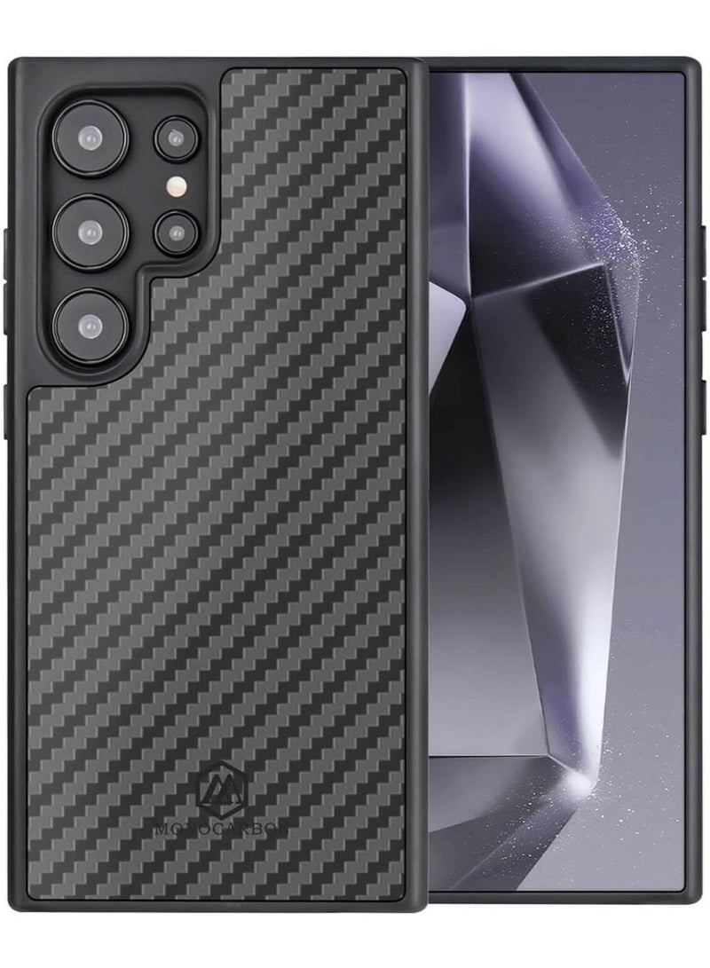 MONOCARBON Real Carbon Fiber Samsung Galaxy S24 Ultra Case Cover MagSafe Compatible Mil Grade Scratch Resistant - Matte Black - Image 3