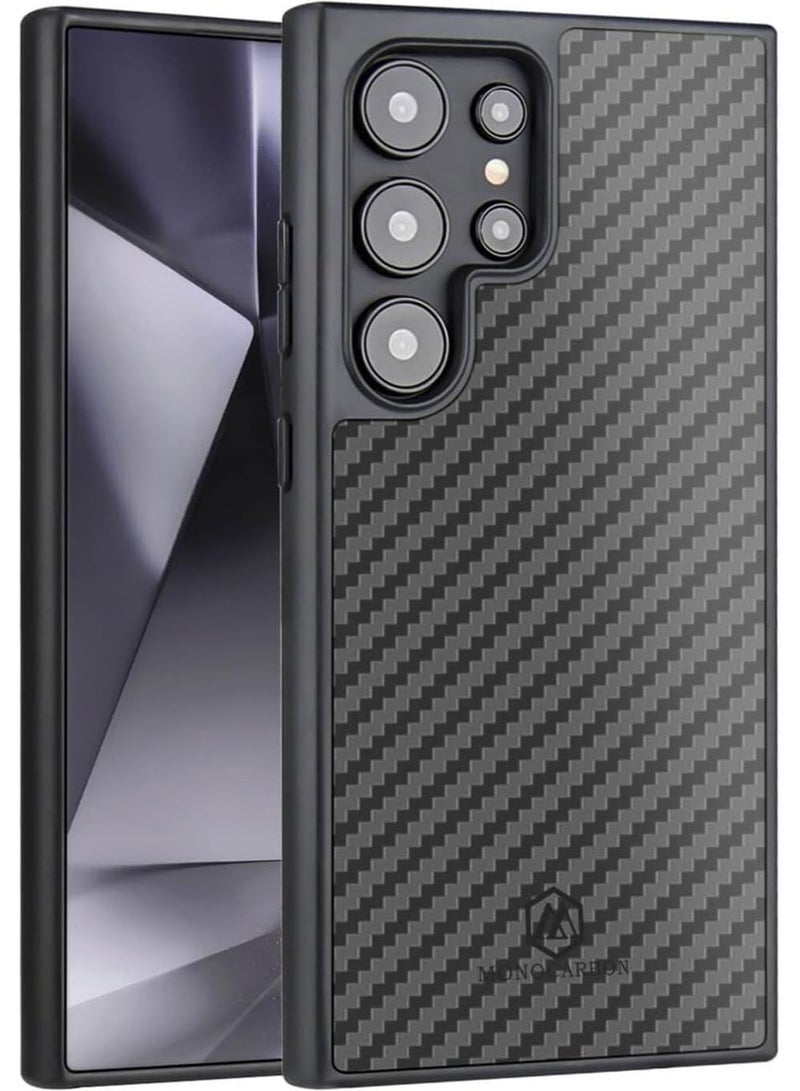 MONOCARBON Real Carbon Fiber Samsung Galaxy S24 Ultra Case Cover MagSafe Compatible Mil Grade Scratch Resistant - Matte Black - Image 4