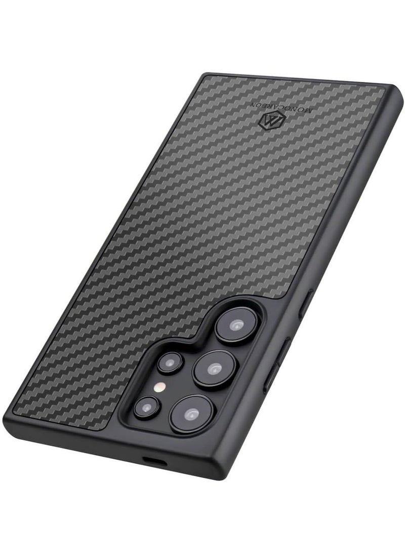MONOCARBON Real Carbon Fiber Samsung Galaxy S24 Ultra Case Cover MagSafe Compatible Mil Grade Scratch Resistant - Matte Black - Image 5