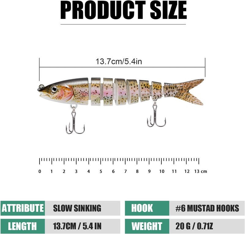 TRUSCEND Easy Catch Swimmax, Magic Noisy Turbulent Wiggling and Vibrating Actions for More Bites, Segmented Swimbait Jointed by Dyneema Strongest Fiber, Lifelike Fishing Lures for Relax Family Fishing - Image 2