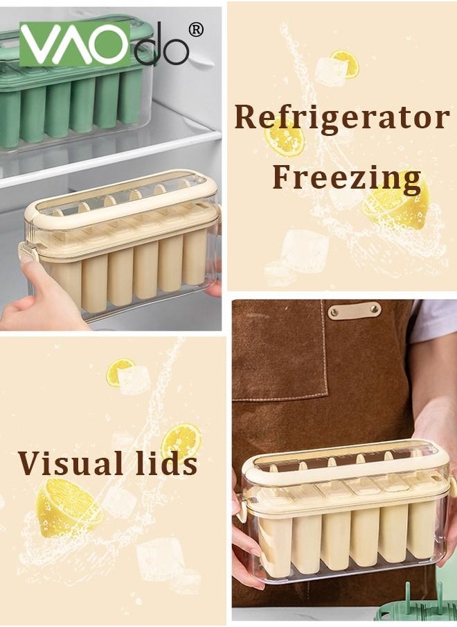 6PCS Large Popsicle Molds with Carry Handle and Storage Holder DIY Popsicle Molds for Kids BPA Free Reusable Popsicle Mold Set Yellow