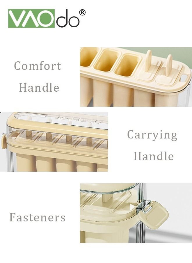 6PCS Large Popsicle Molds with Carry Handle and Storage Holder DIY Popsicle Molds for Kids BPA Free Reusable Popsicle Mold Set Yellow