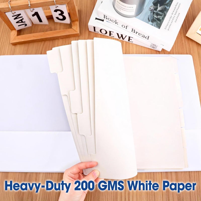YesBes 204 Pcs Binder Dividers with Tabs, 1/6 Cut Tabs, Dividers for 3 Ring Binder, Blank Write On Binder Dividers in 6 Tab Sets, Letter Size, 204 Dividers, 34 Sets, White - Image 5