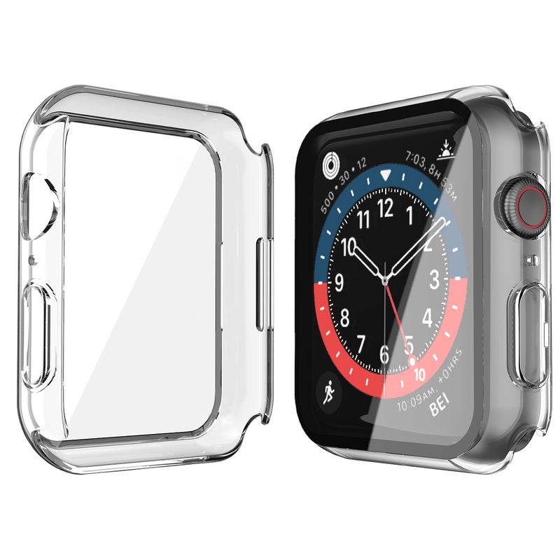 Misxi 2 Pack Hard PC Case with Tempered Glass Screen Protector Compatible with Apple Watch Series 9 (2023) Series 8 Series 7 45mm, Ultra-Thin Scratch Resistant Cover for iWatch, Transparent - Image 5
