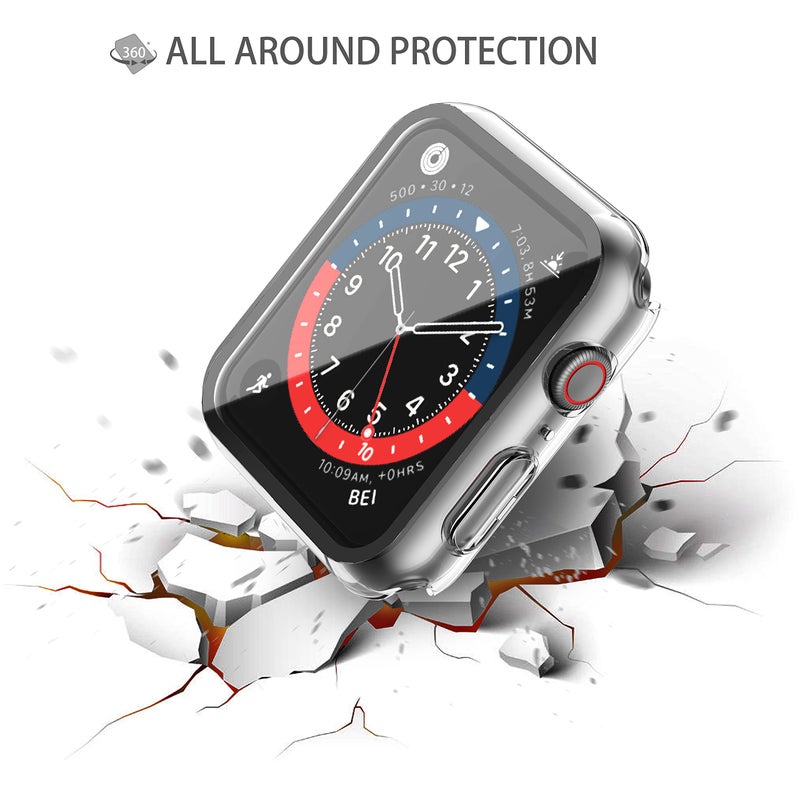 Misxi 2 Pack Hard PC Case with Tempered Glass Screen Protector Compatible with Apple Watch Series 9 (2023) Series 8 Series 7 45mm, Ultra-Thin Scratch Resistant Cover for iWatch, Transparent - Image 4