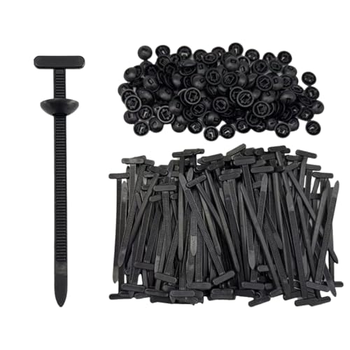 DUMPILL 150Pcs Nylon Universal Cable Tie Buckle, Zipper Clips for Cars, T Style Zip Ties Button Fixion Tools, Automotive Plastic Rivet Push Pin, Auto Body Parts Trim, Bumper Retainer Fender Liner Door Panel - Image 1