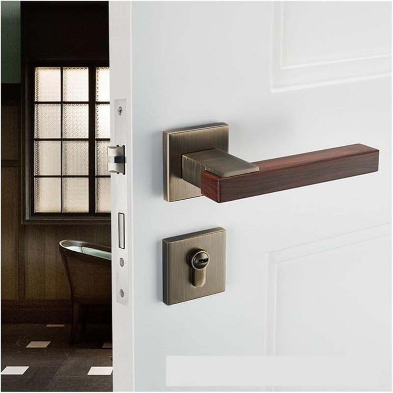 موديل C صامت فضي مغناطيسي شفط انقسام قفل باب خشبي مقبض بسيط داخلي غرفة نوم منزل - Image 3