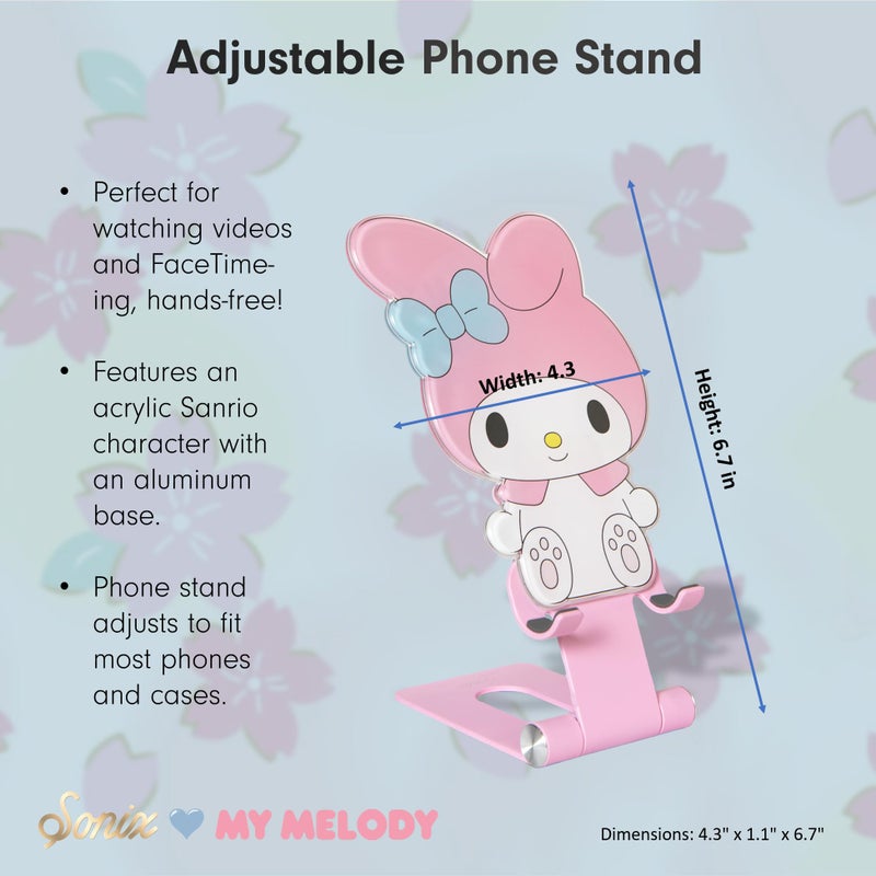 سونيكس x Sanrio Character Phone Stand | Adjustable Cell Phone Holder, Desk Stand, Dock | My Melody - Image 5