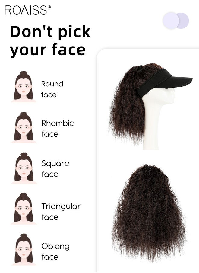 roaiss - Women's Baseball Wig Hat with Ponytail Hair Extensions, Adjustable Hat with Synthetic Wig, 40cm Curly Ponytail Brown Black All-in-One Wig Sun Hat, Suitable for Women Daily Party Use - Image 1