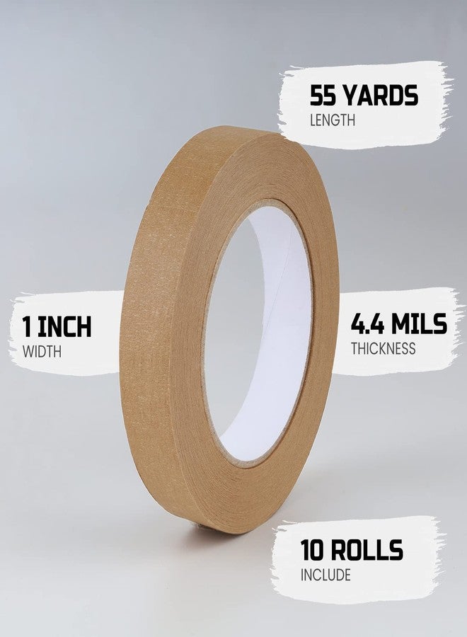 Lichamp 10 Pack Brown Painters Tape 1 inch, Medium Adhesive Brown Masking Tape Bulk Multi Pack, 1 inch x 55 Yards x 10 Rolls (550 Total Yards) - Image 2