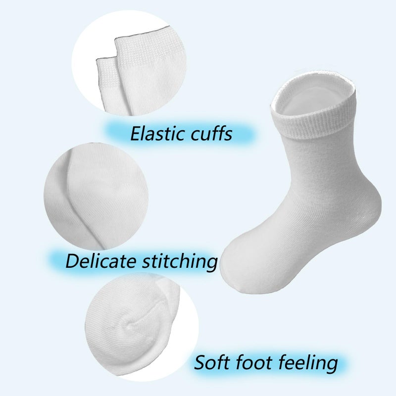 Prupoky Boys Dress Socks 3 Pairs Kids Boys Girls Crew Dress Sock Cotton Uniform Socks for Girls 01 Black Small - Image 4