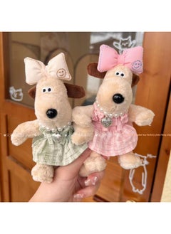 Generic 13cm Cute Handdog Bow Plaid Princess Skirt Pattern Love Necklace Keychain Hanging Ornaments Bag Ornaments-Color:Green And White Plaid Princess Dress Pattern Love Necklace-Height:Mobile Phone Back Clip (rope Random Matching)  - Image 5