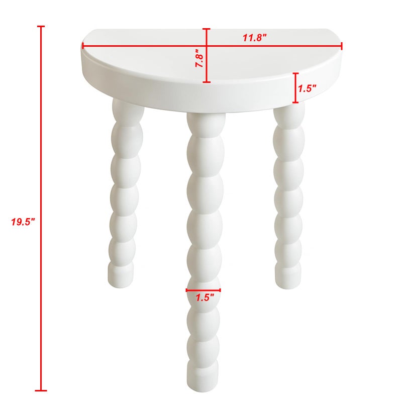LitaEther Wooden Bobbin Side Table - Plant Stand - Half Round Table - Wooden Accent Stool- Minimalist Decorative Table for Bedroom, Hallway, Living Room (1, White) - Image 2
