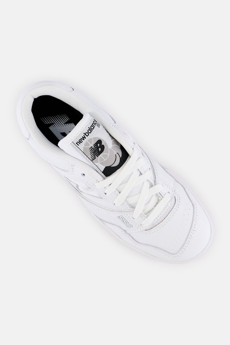 New Balance Kids Boy Medium BB550PB1 Lace Up Outdoor Shoes, White - Image 4