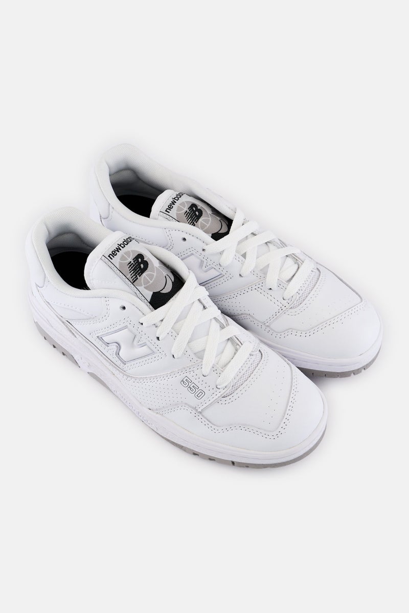 New Balance Kids Boy Medium BB550PB1 Lace Up Outdoor Shoes, White - Image 2
