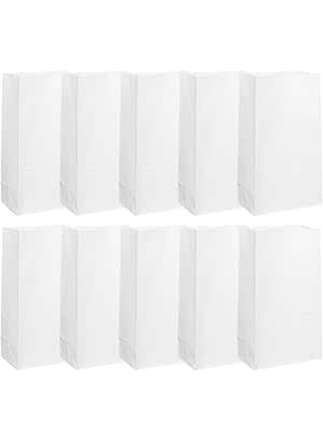 50 Pcs Kraft Paper Bags Food Grade White 21x12x7cm Square Bottom For Bakery Candy - Image 1