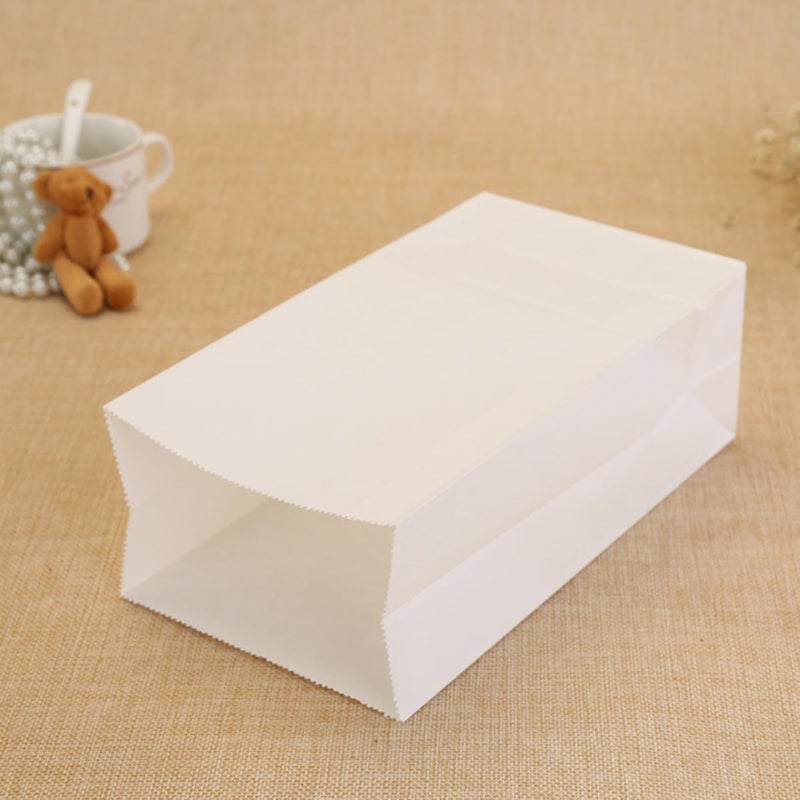 50 Pcs Kraft Paper Bags Food Grade White 21x12x7cm Square Bottom For Bakery Candy - Image 5