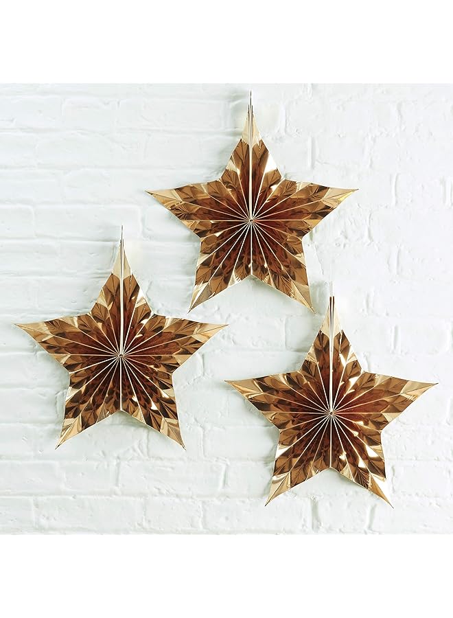 Ginger Ray Gold Star Fan Decorations - Image 1