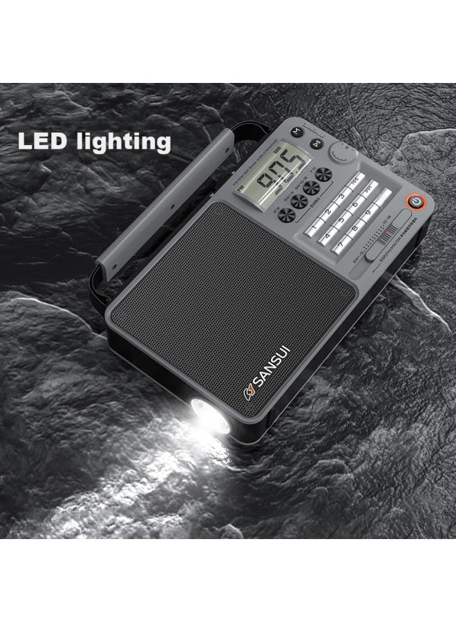 Sansui راديو M36 كامل النطاق، قابل لإعادة الشحن، قابل لإدخال بطاقة، مكبر صوت بلوتوث صغير، محمول، مشغل صوت شخصي، ضبط FM، راديو بث، مشغل موسيقى، رمادي - Image 5