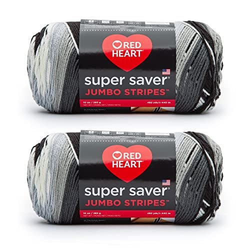 Red Heart Super Saver Jumbo Newspaper Stripe Yarn - 2 Pack of 10oz/283g - Acrylic - 4 Medium (Worsted) - 482 Yards - Knitting/Crochet - Image 1