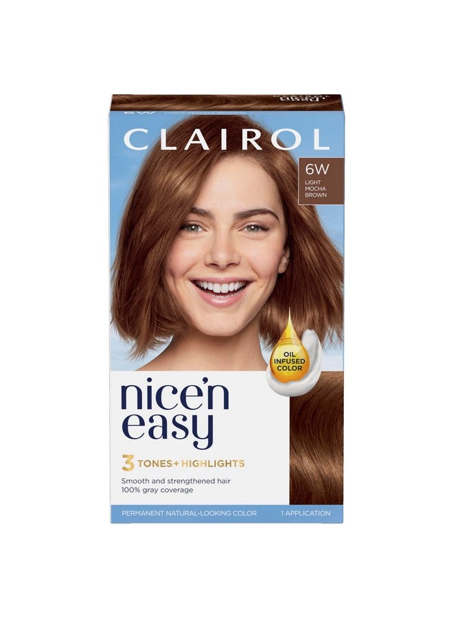 CLAIROL صبغة شعر دائمة من Nice'N Easy، لون بني موكا فاتح، 6 وات، عبوة من قطعة واحدة - Image 1