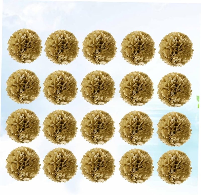 Gold Tissue Paper Flower Balls Pom Poms 20 Pcs Wedding Party Birthday Decorations - Image 4