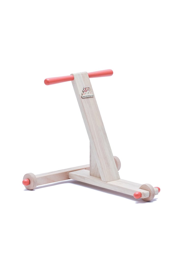 Ariro Traditional Wooden Push Wagon for Toddlers, 3 Years , Sturdy Walker with Traction Wheels, 52x47x43cm - Image 1