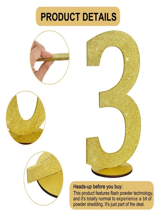 TONIFUL 11.8 Inch Gold Glitter Numbers Table Centerpieces 0-9 Birthday Party Decorations,Shining Gold Digital 3 for Birthday Party,Wedding,Bridal Shower,Engagement,Photo Shoot,Anniversary - Image 3