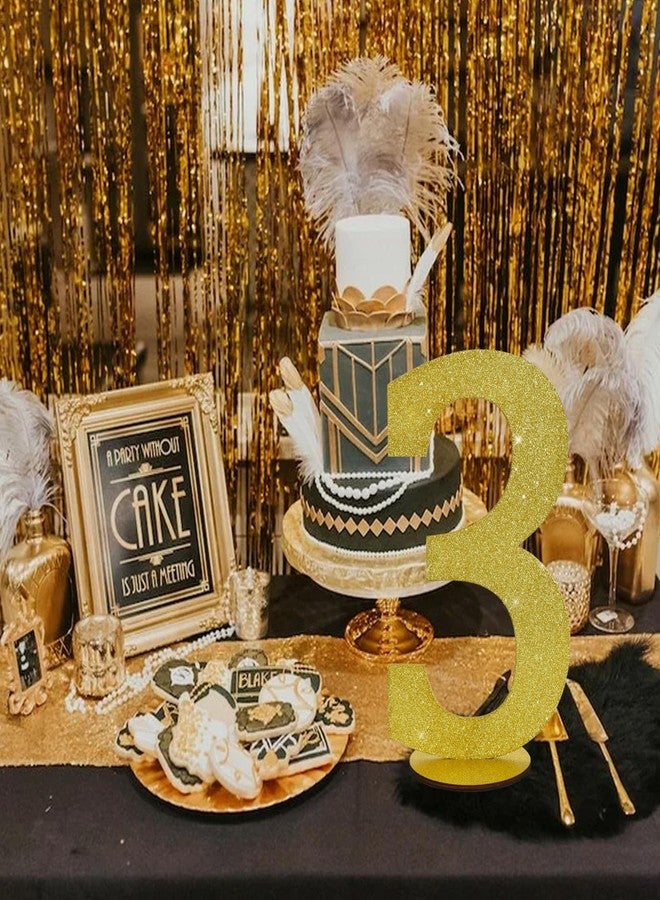TONIFUL 11.8 Inch Gold Glitter Numbers Table Centerpieces 0-9 Birthday Party Decorations,Shining Gold Digital 3 for Birthday Party,Wedding,Bridal Shower,Engagement,Photo Shoot,Anniversary - Image 5