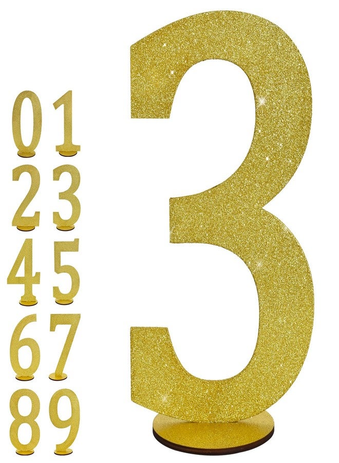 TONIFUL 11.8 Inch Gold Glitter Numbers Table Centerpieces 0-9 Birthday Party Decorations,Shining Gold Digital 3 for Birthday Party,Wedding,Bridal Shower,Engagement,Photo Shoot,Anniversary - Image 1