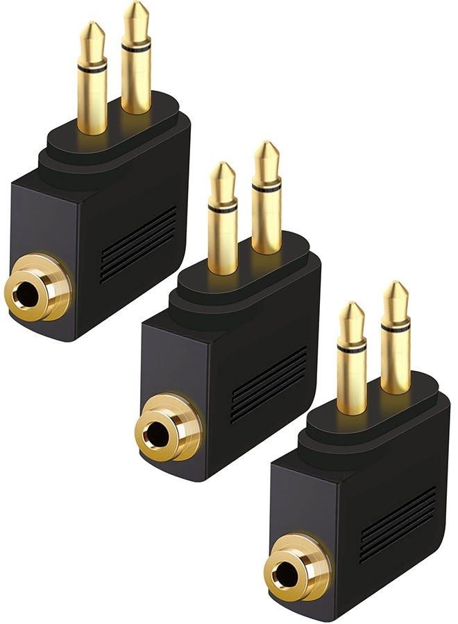 Tersely [3 Pack] Airplane Headphone Audio Adapter, for Audio Jack to Plug Air Plane Flight Connector Dual Socket Earphone Dual 3.5mm Male to 3.5mm Female, Headset Adaptor Fits Bose Beats - Image 1