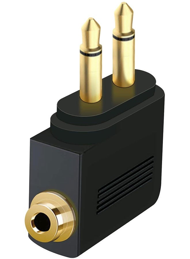 Tersely [3 Pack] Airplane Headphone Audio Adapter, for Audio Jack to Plug Air Plane Flight Connector Dual Socket Earphone Dual 3.5mm Male to 3.5mm Female, Headset Adaptor Fits Bose Beats - Image 2