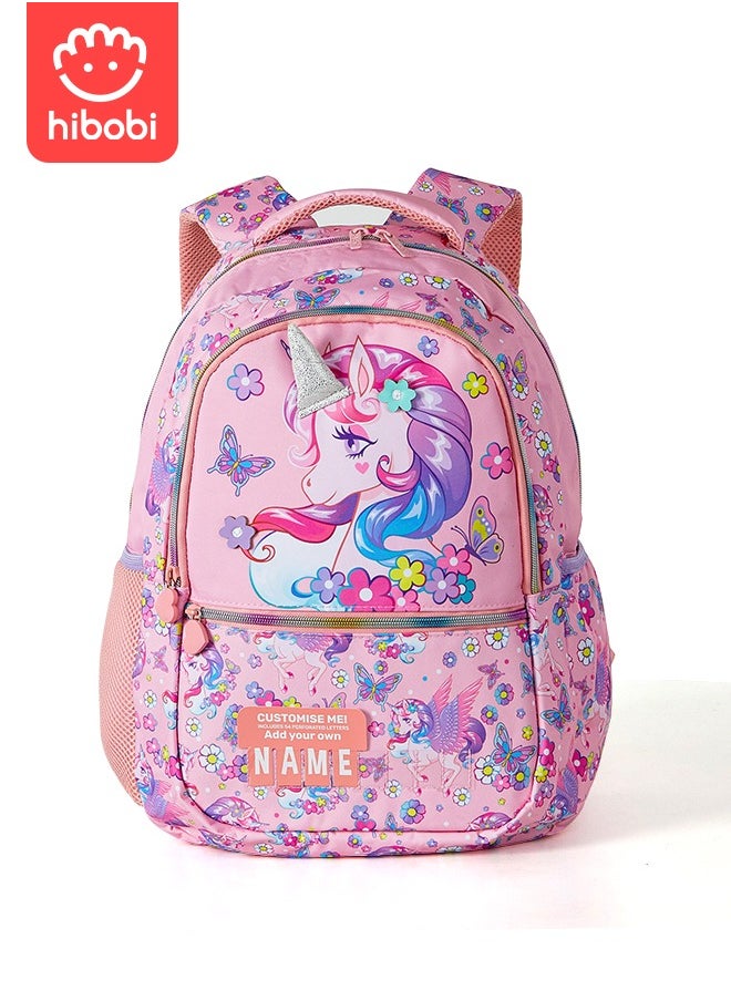 Children's School Bags for Girl with Unicorn Pattern - Large Capacity, Multi-functional, Cute and Practical, with Water Bottle Side Pocket, Ideal for School-age Girls and Primary Students 