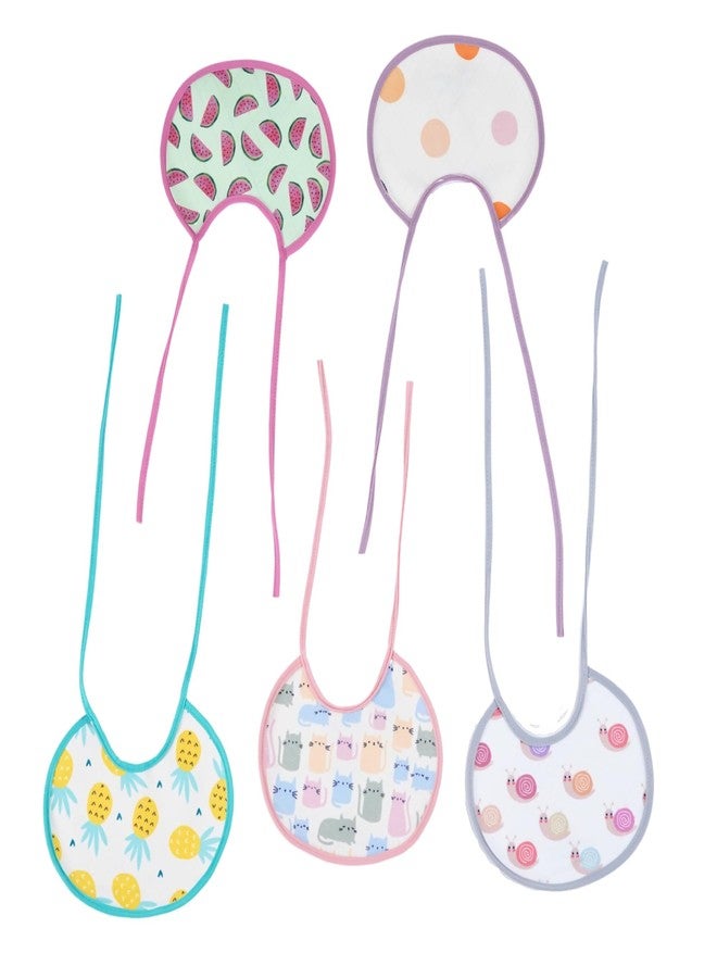 Happy Matty مجموعة مرايل رضاعة الأطفال من هابي ماتي، سريعة الجفاف وقابلة للغسل، مكونة من 5 قطع، متعددة الألوان، من عمر 0 إلى 3 سنوات، مقاس صغير (19 سم × 16 سم). - Image 2