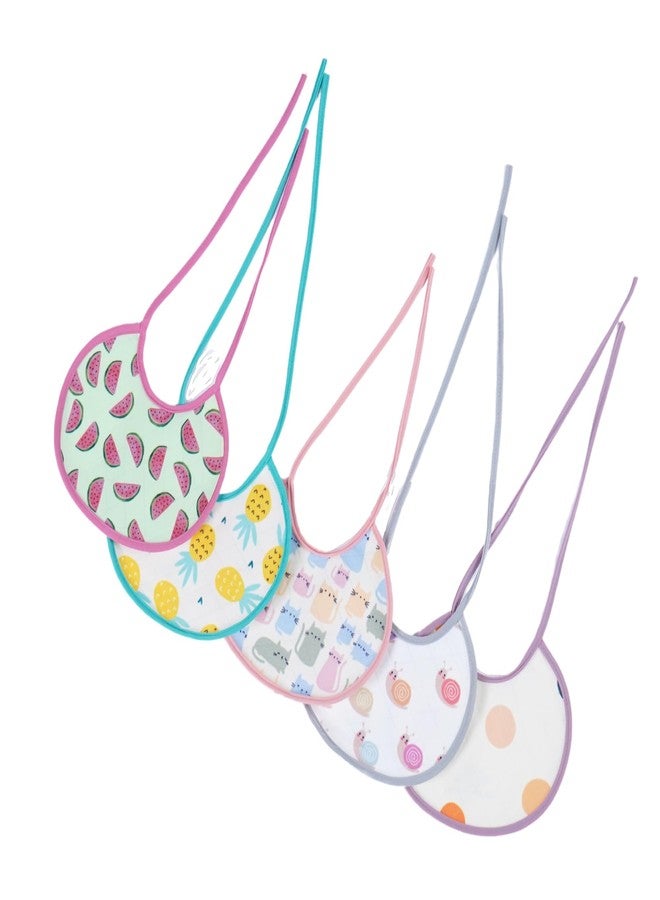 Happy Matty مجموعة مرايل رضاعة الأطفال من هابي ماتي، سريعة الجفاف وقابلة للغسل، مكونة من 5 قطع، متعددة الألوان، من عمر 0 إلى 3 سنوات، مقاس صغير (19 سم × 16 سم). - Image 3